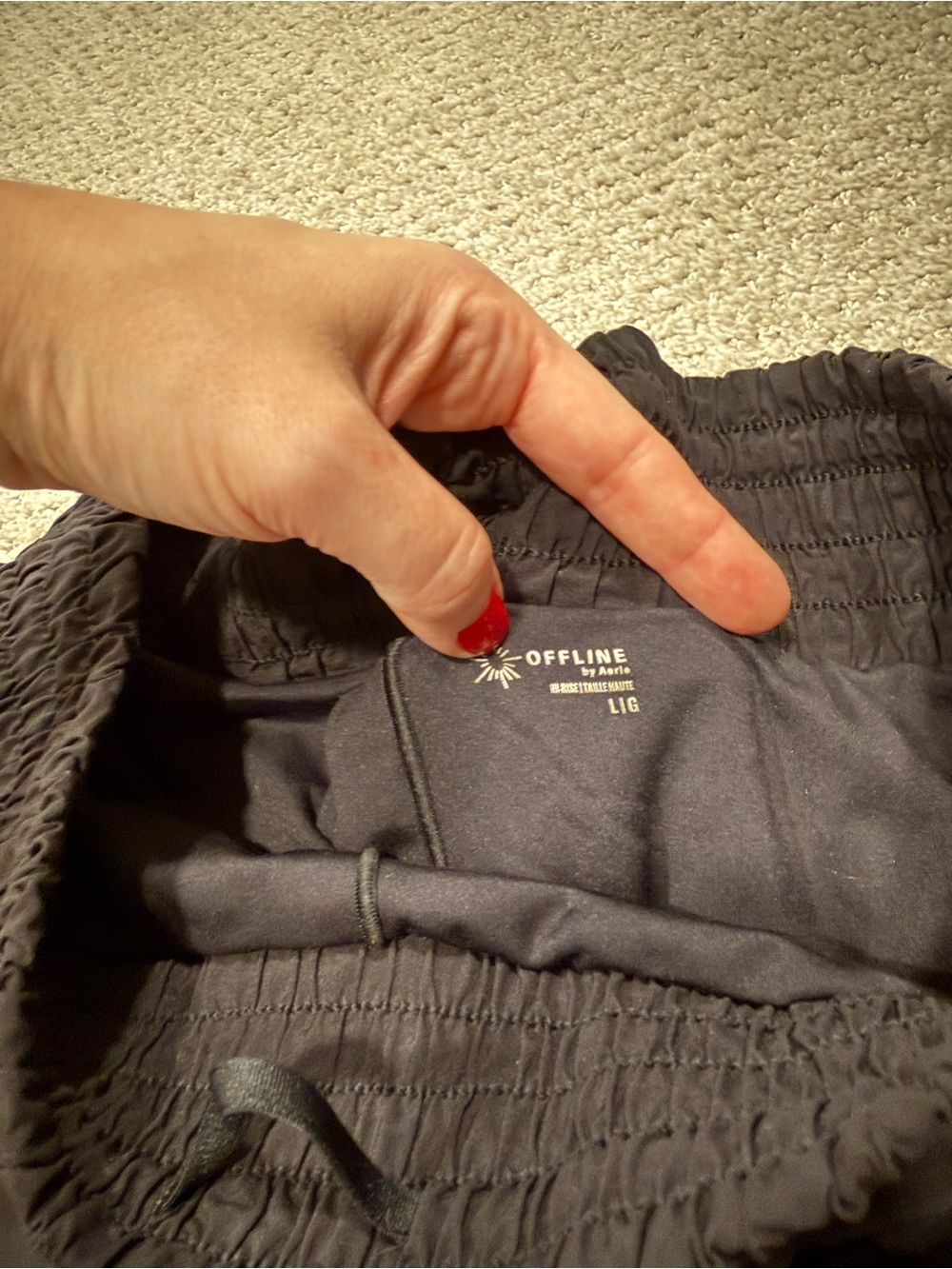 aerie Black Athletic Shorts with Smocked Waistband - Picture 3 of 3